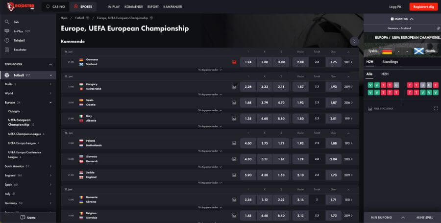 Beste bettingside for EM-tipping –Rooster.bet