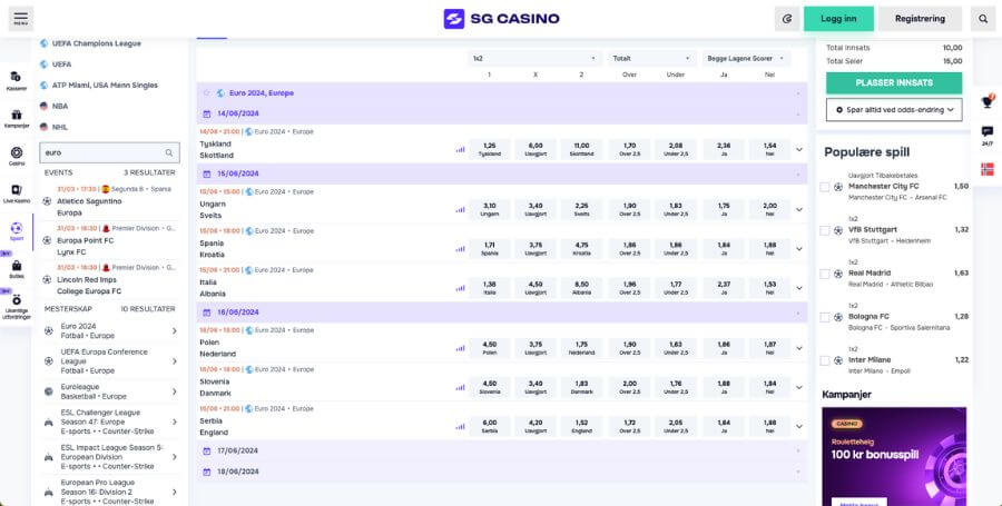 Beste bettingside for EM-tipping –SG Casino