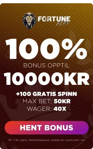 fortune play casino bonuspanel som viser velkomsttilbudet