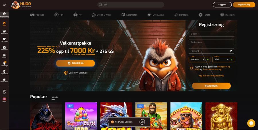 Hugo Casino sin norske startside