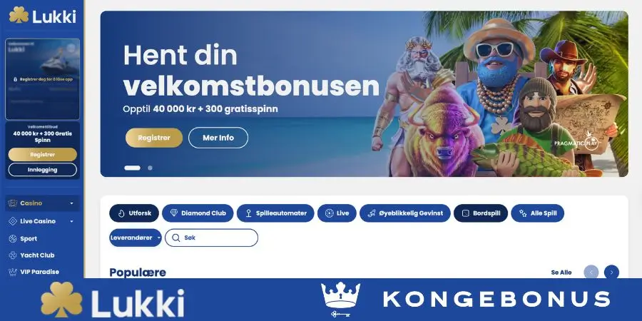 Norsk startside hos Lukki Casino