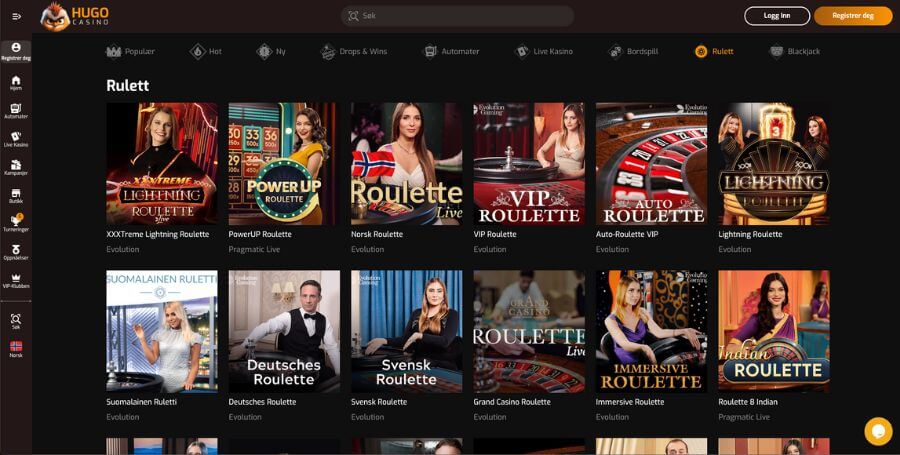 Roulette hos Hugo Casino