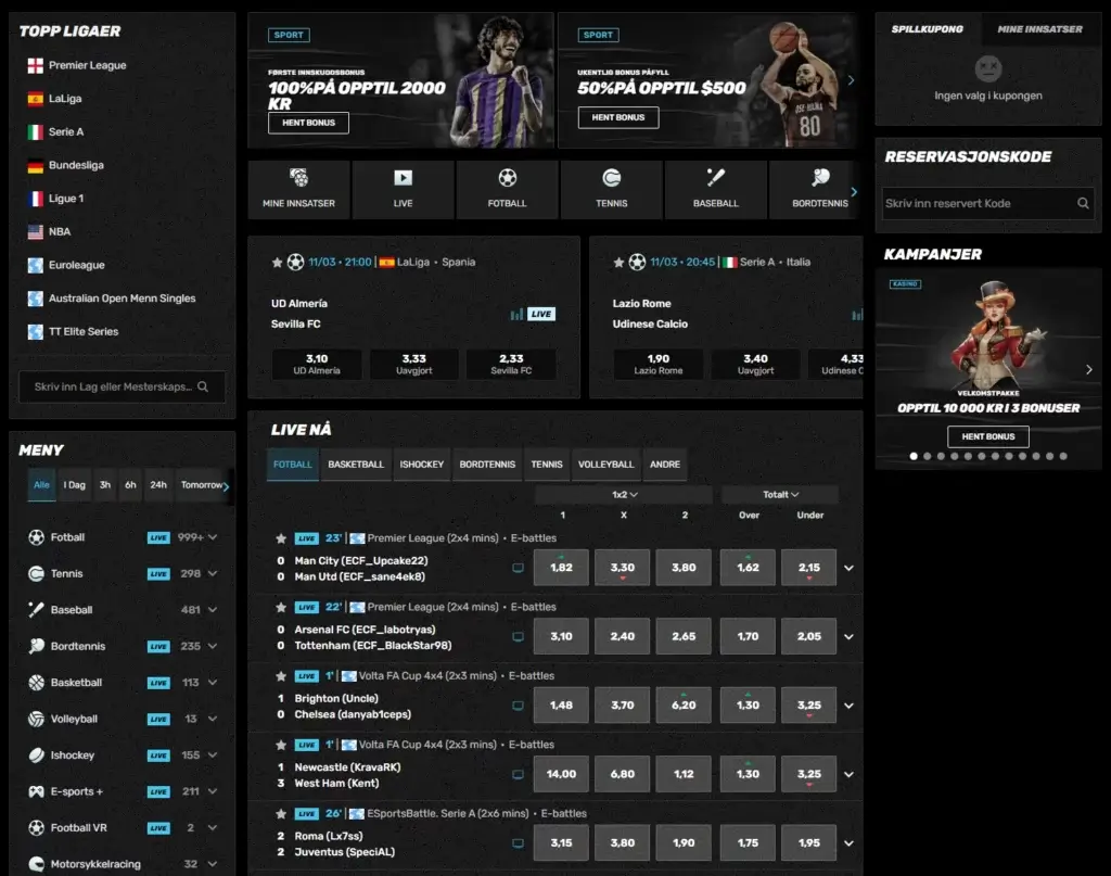 Sportsbetting hos Sportuna