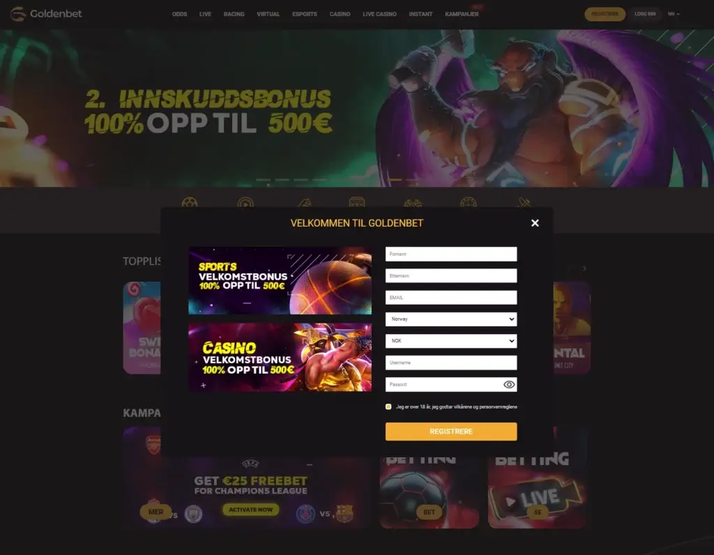 Registrer din konto hos Goldenbet på under ett minutt.