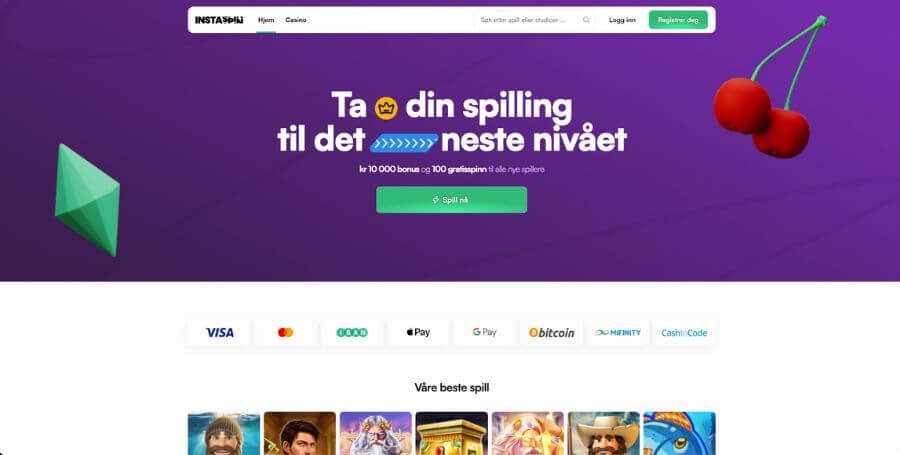 Instaspin sin norske startside