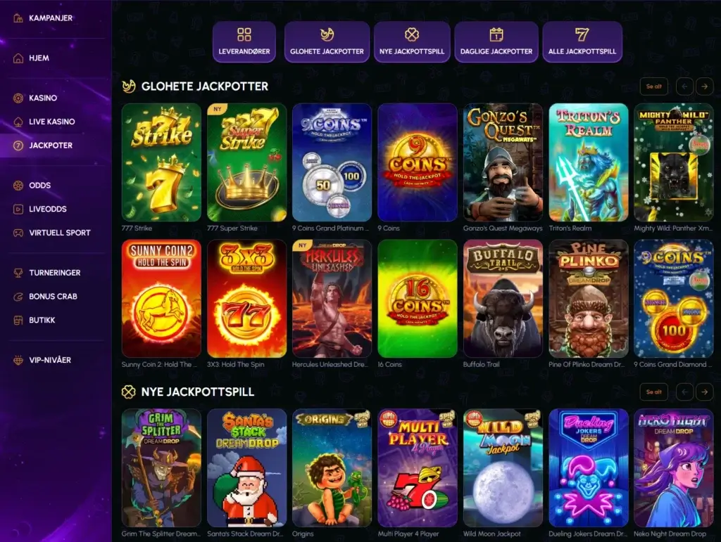 Jackpotspill hos NovaJackpot