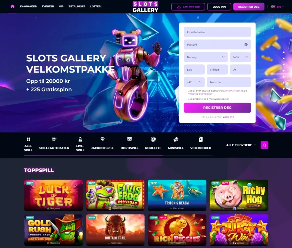 Besøk Slots Gallery sin forside