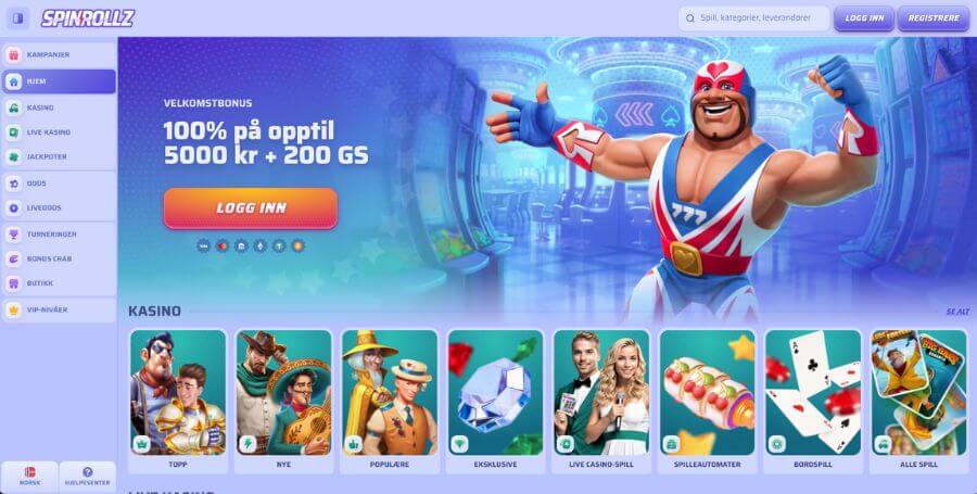 Spinrollz sin norske startside