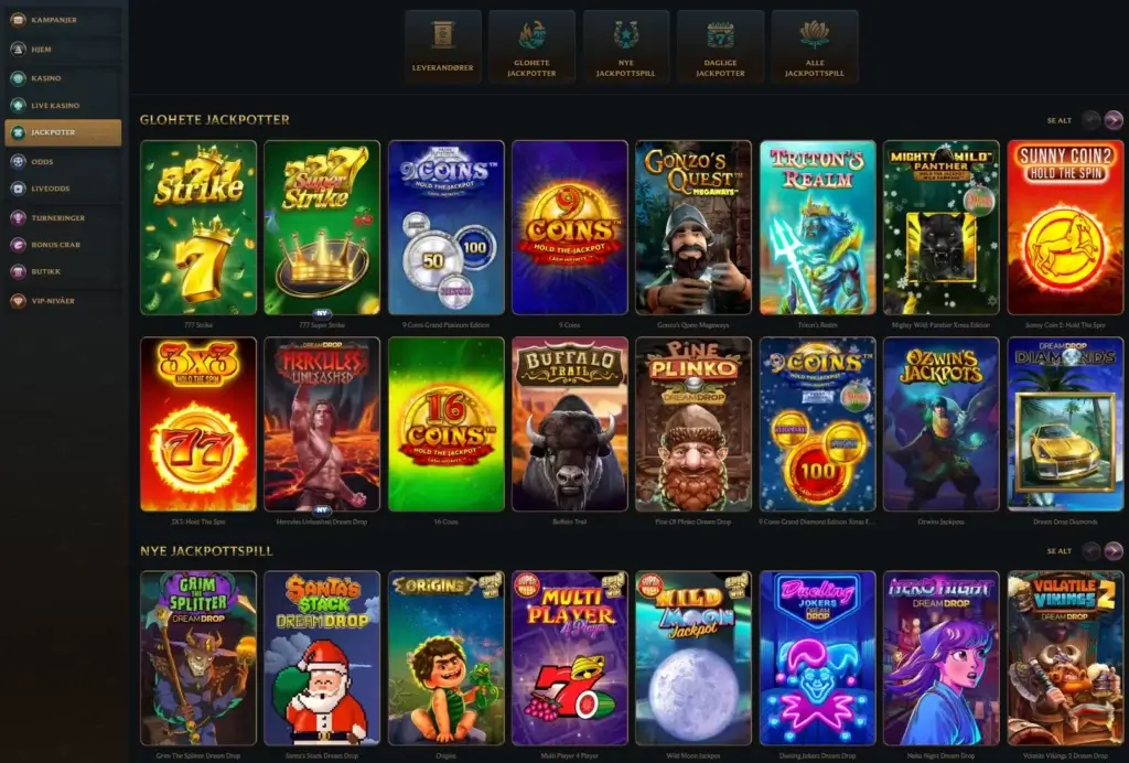 Jackpotspill hos Talismania 