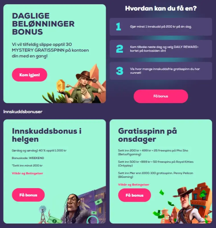 Andre bonuser hos Wildfortune