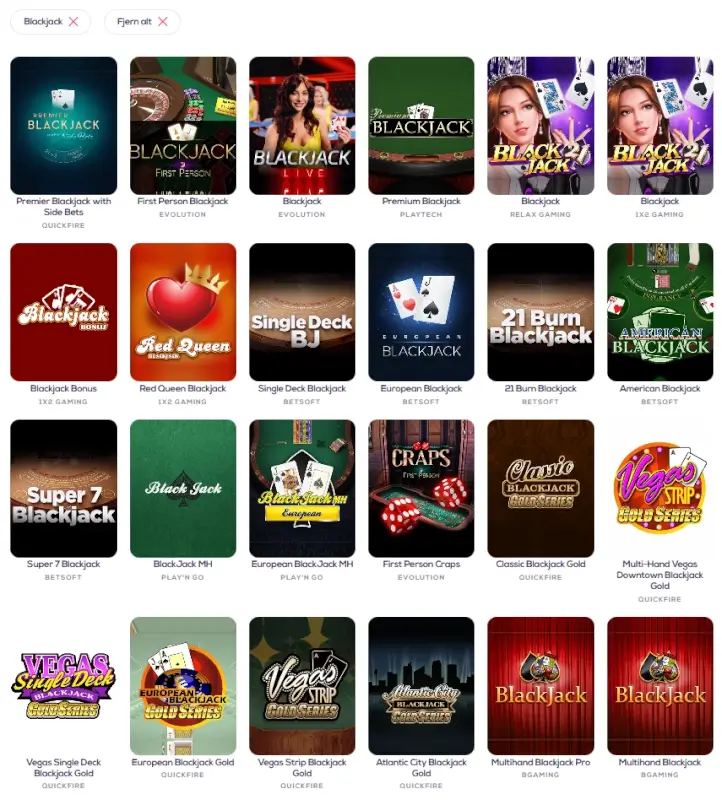Blackjack hos Wildfortune.io