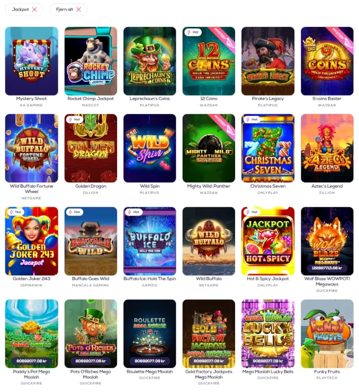 Jackpotspill hos Wildfortune.io