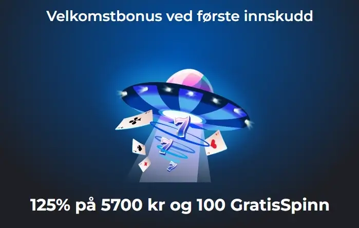 Velkomstbonusen består av en 125% innskuddsbonus og 100 gratisspinn på ditt aller første innskudd hos casinoet.