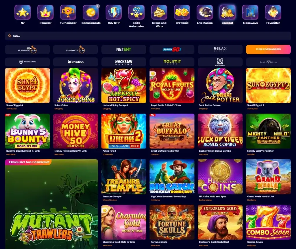 Jackpotspill hos Cosmicslot