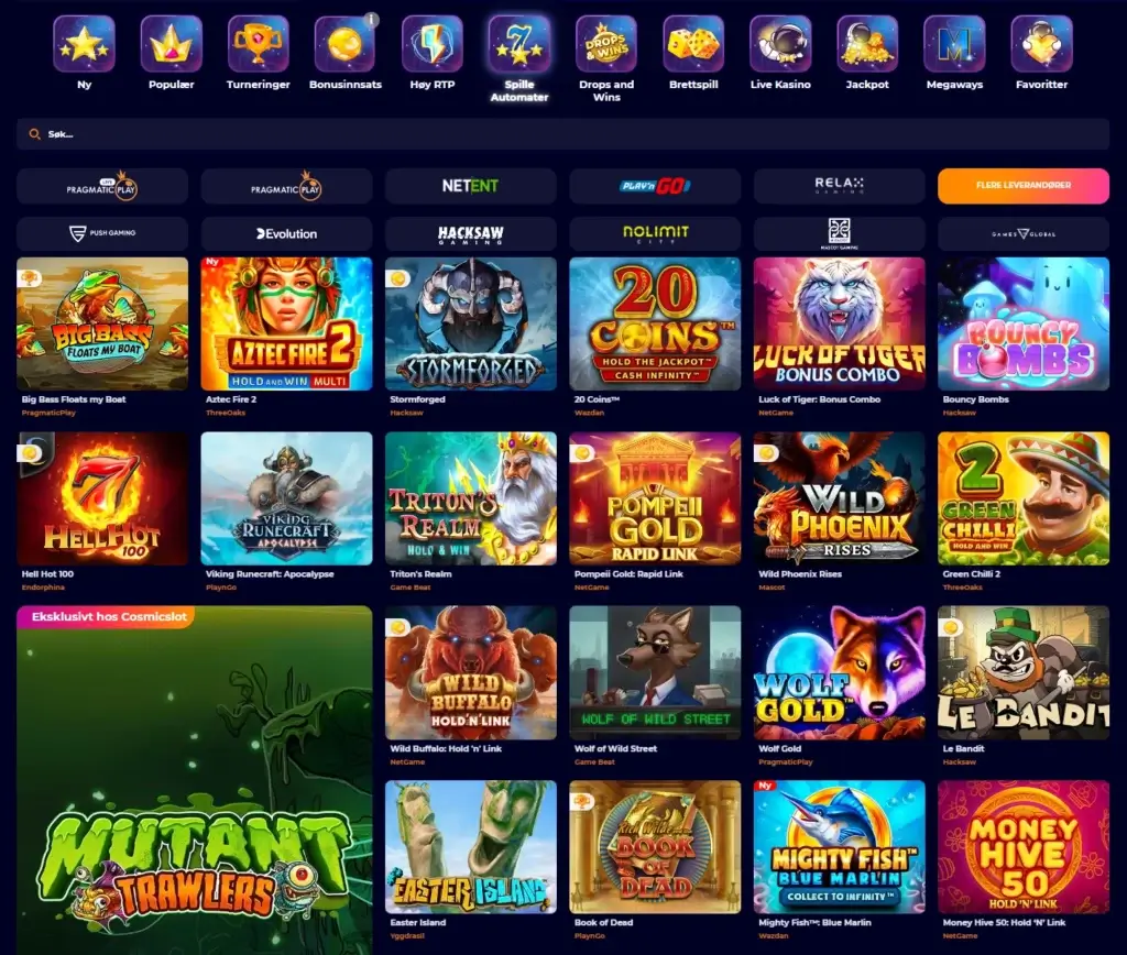 Spilleautomater hos Cosmicslot
