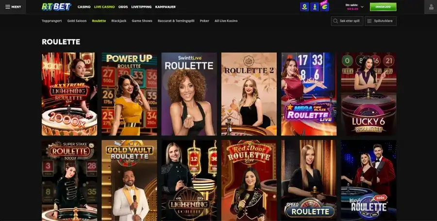 De ulike roulette spillene hos RTBet