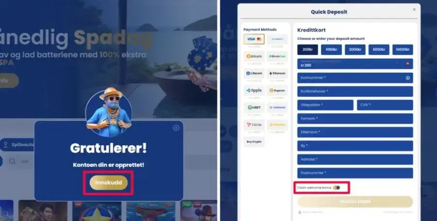 Innskudd hos Lukki Casino