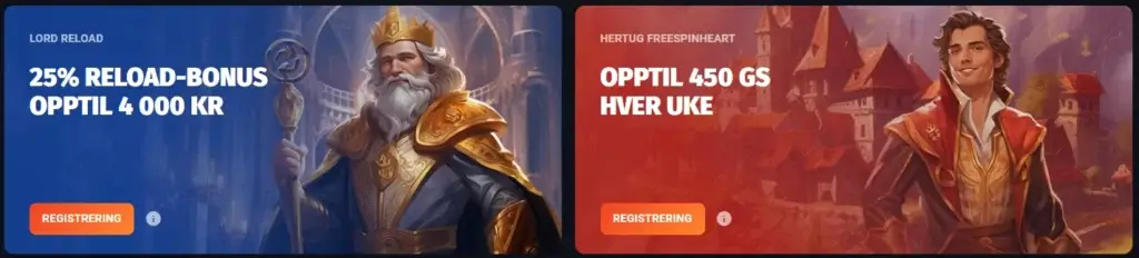 SlotLords Reload-bonuser | Ukentlig "Lord Reload" og "Hertug Free Spins"