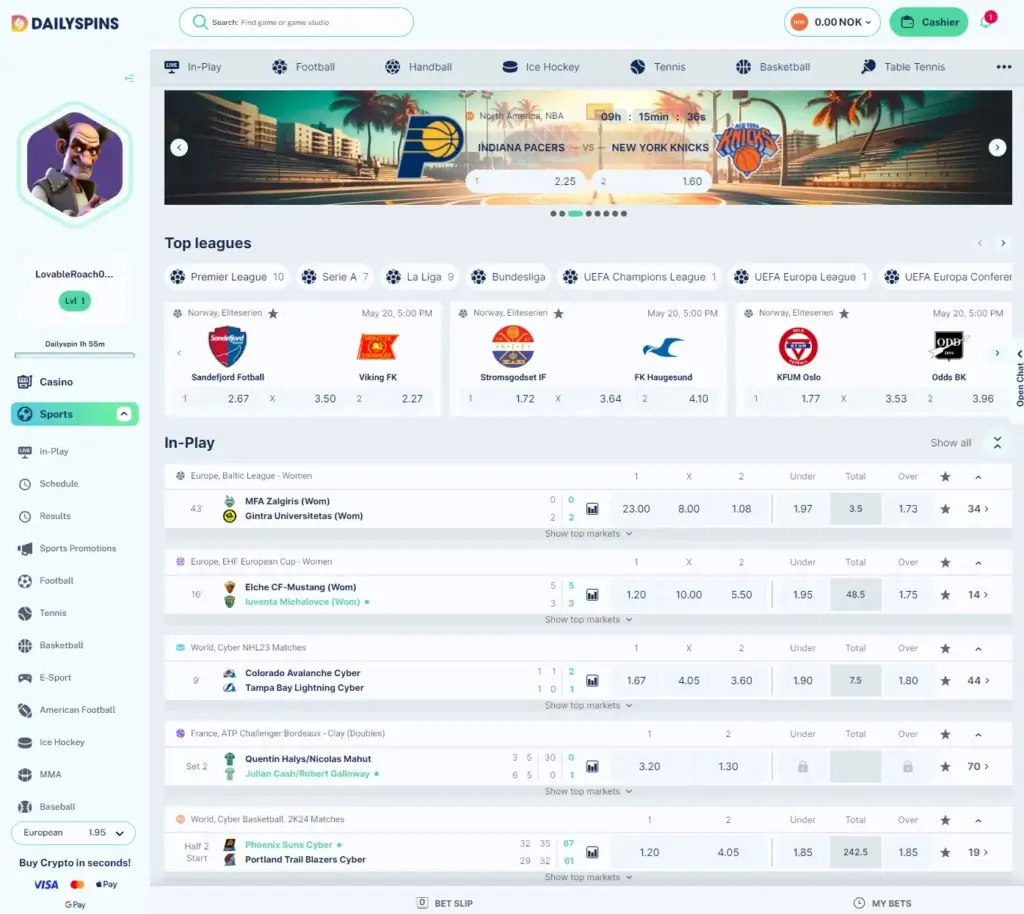 Sportsbetting hos Dailyspins