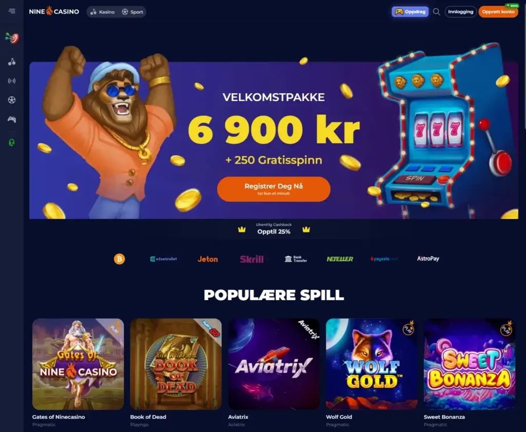 Besøk casinoet og opprett en ny konto