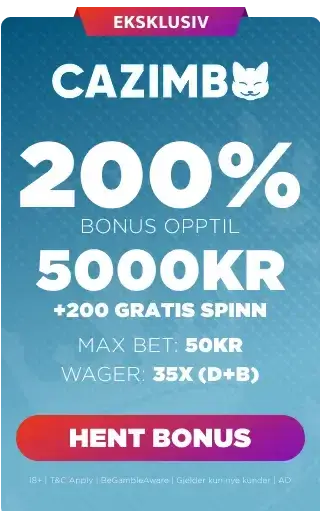 Cazimbo bonuspanel som viser velkomsttilbudet