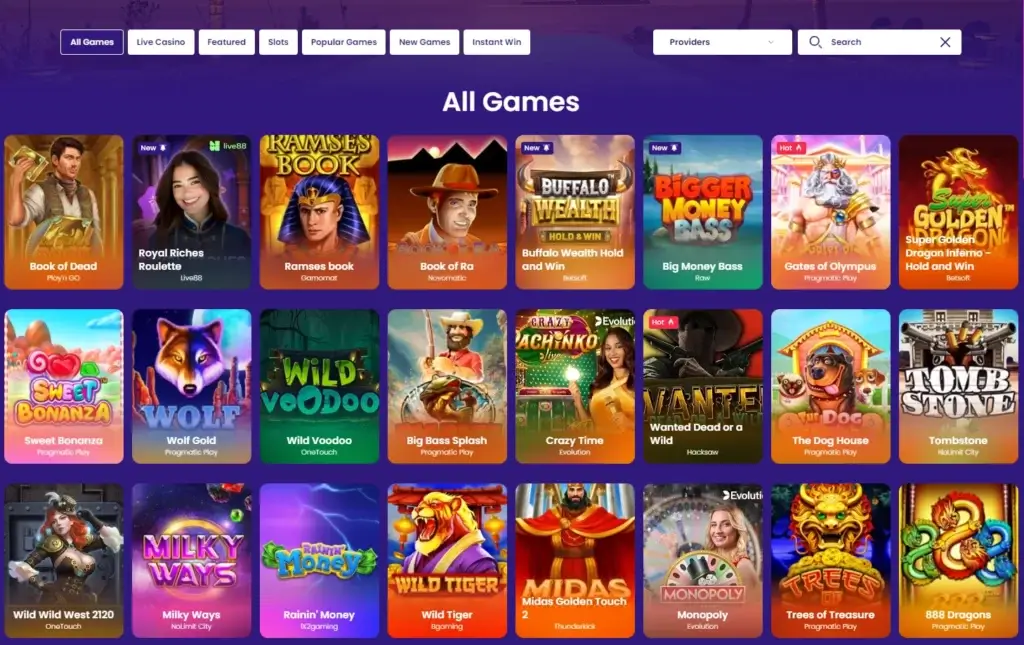 Spillutvalg hos DreamWins gir deg både både casino og slots