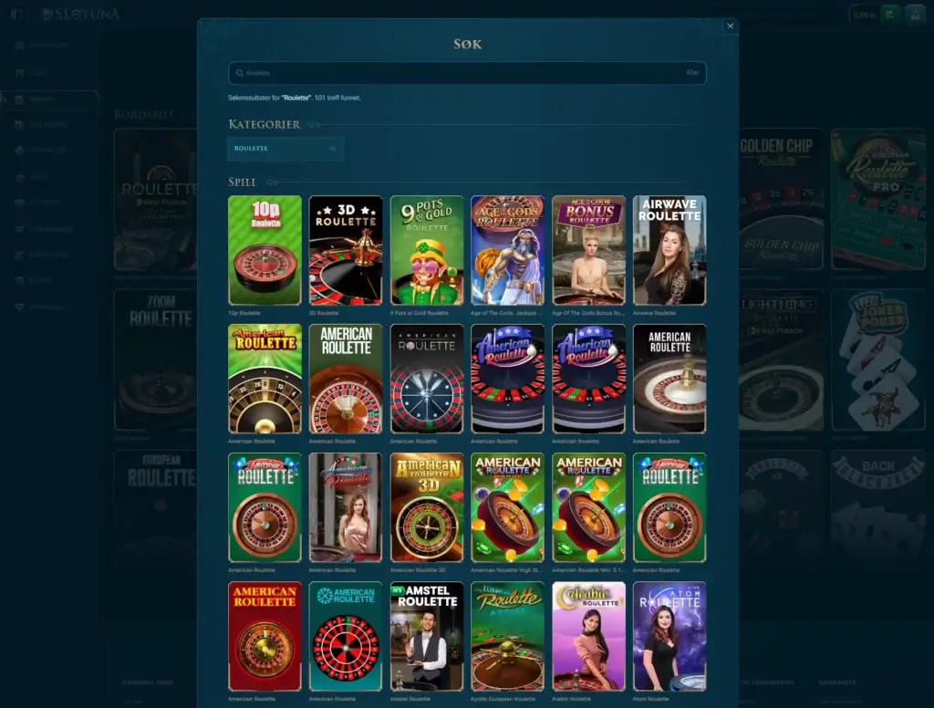 Roulette hos Slotuna