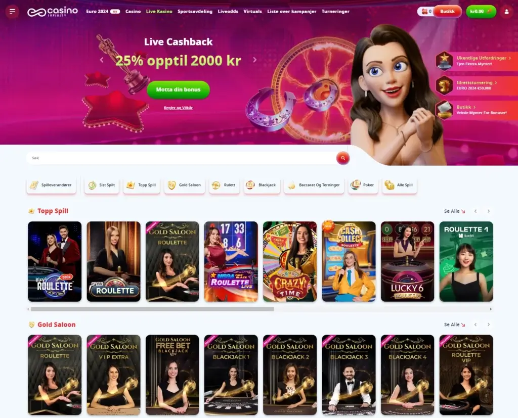 Live Casino hos Casino Infinity