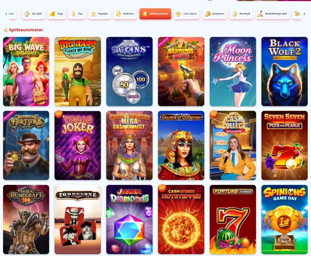 Spilleautomater hos Casino Infinity
