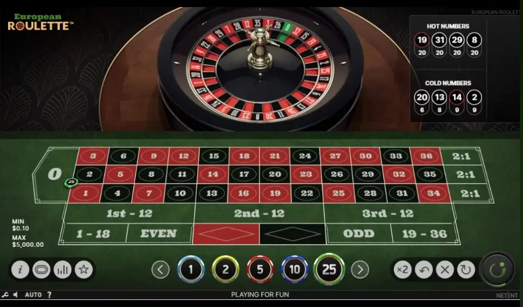 Trio Bet på Europeisk Roulette