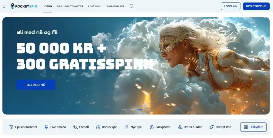 Rocket Spin sin norske startside