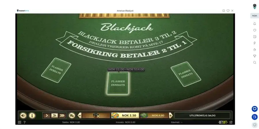 American Blackjack fra Betsoft