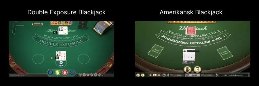 Amerikansk Blackjack vs Double Exposure Blackjack