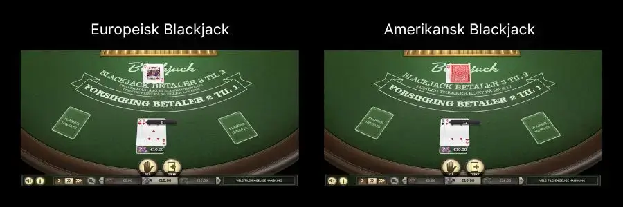 Amerikansk Blackjack vs Europeisk Blackjack
