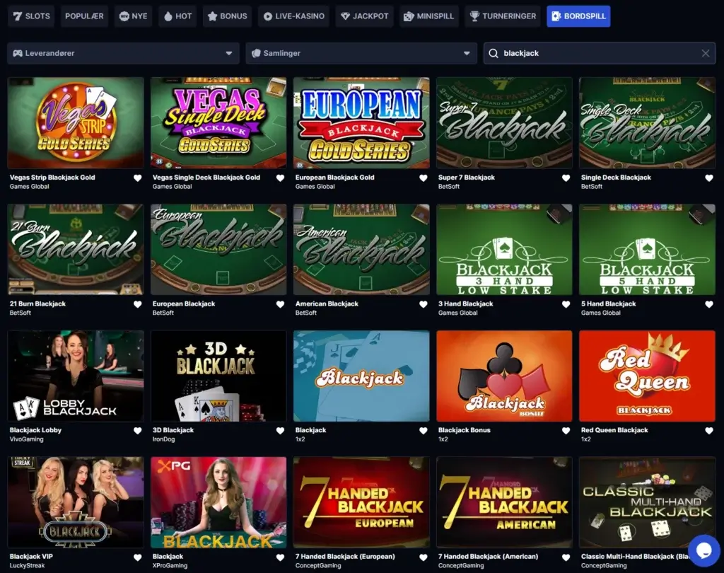 Blackjack hos Betflare