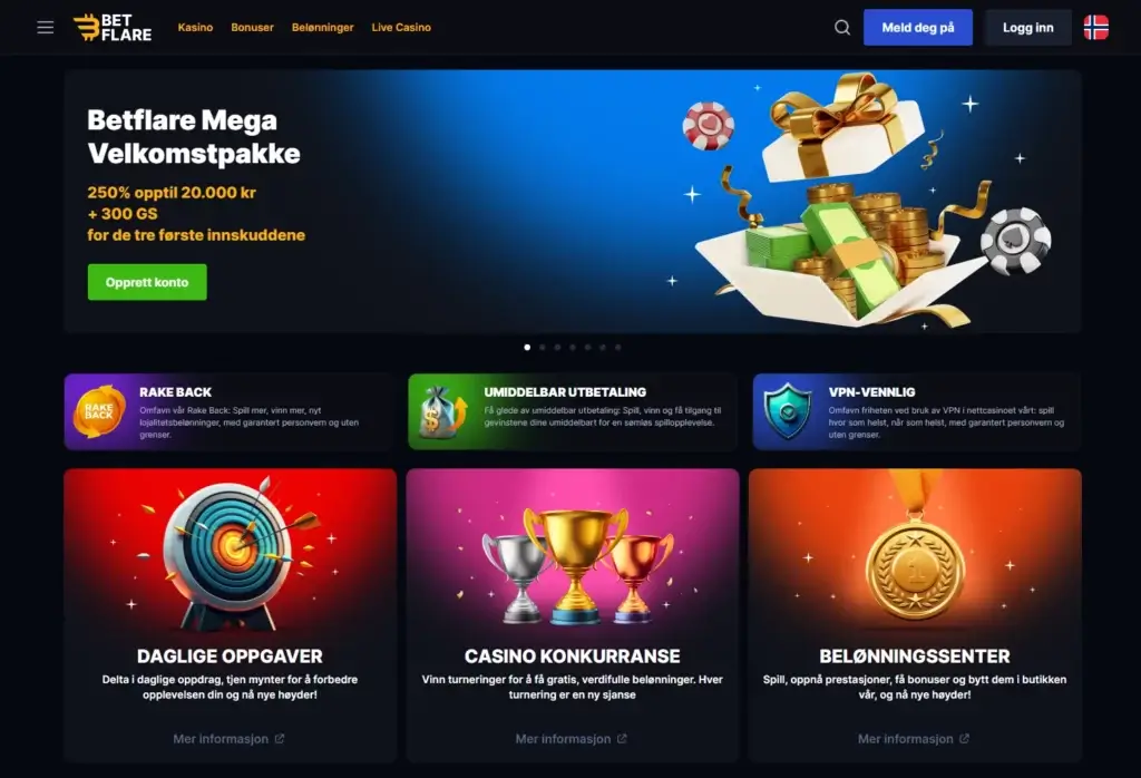 Besøk Betflare sin hovedside