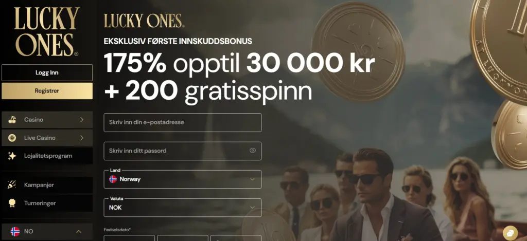 Registrer via Kongebonus for å sikre deg en eksklusiv velkomstbonus på 175% opptil 30 000 kr få første innskudd.
