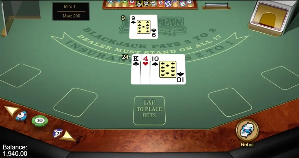 Tredje hånd Martingale Blackjacksystem 