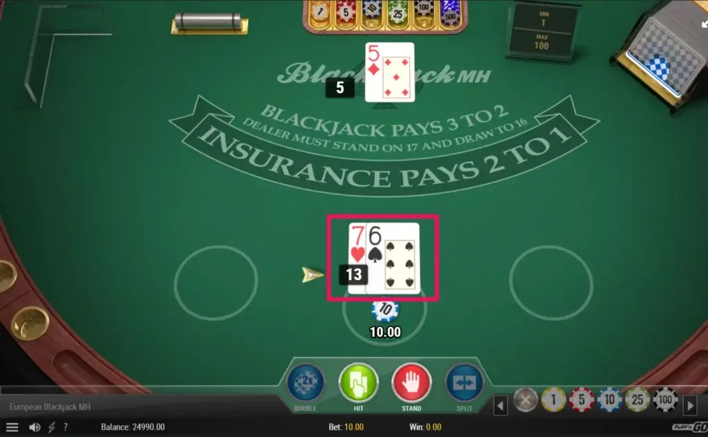 Blackjack bord