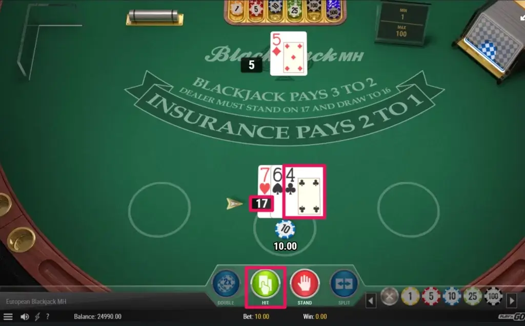 Blackjack bord