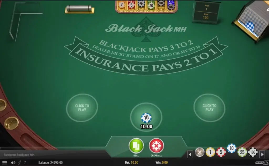Blackjack bord