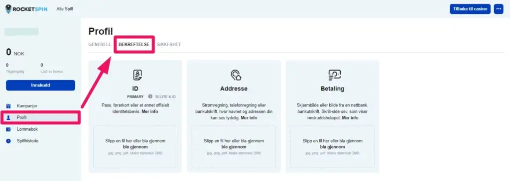 Verifisering av spillekonto