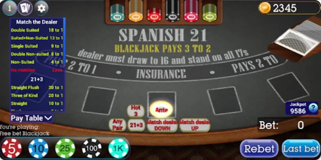 Spanish 21 blackjack sammenlignet med  Double Exposure Blackjack