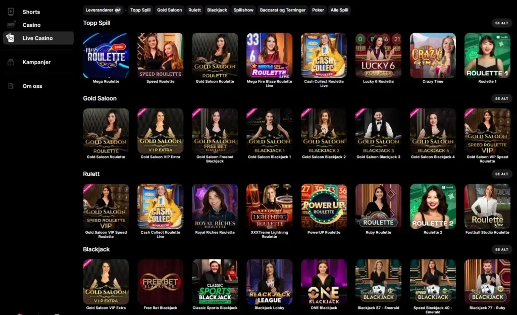 Live Casino hos Swiper
