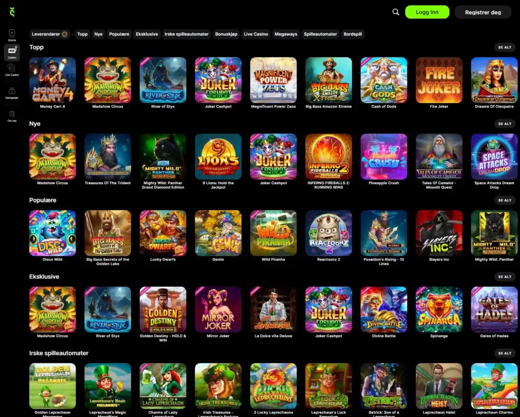 Spillutvalg hos Swiper Casino