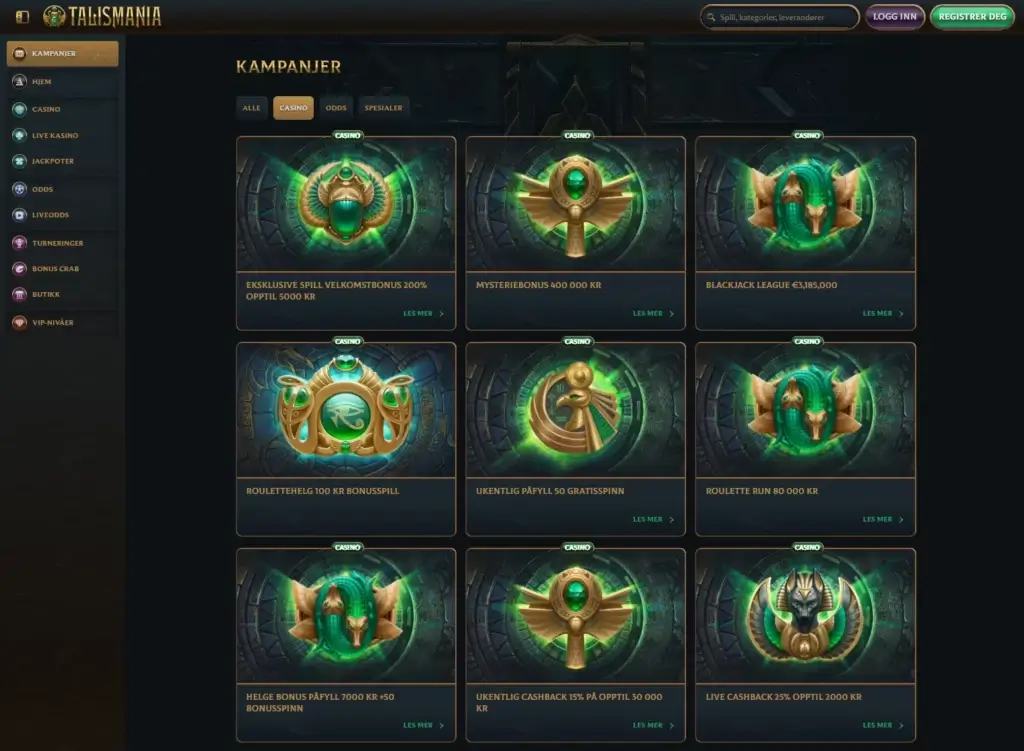 Talismania casino for Fibonacci-spillere