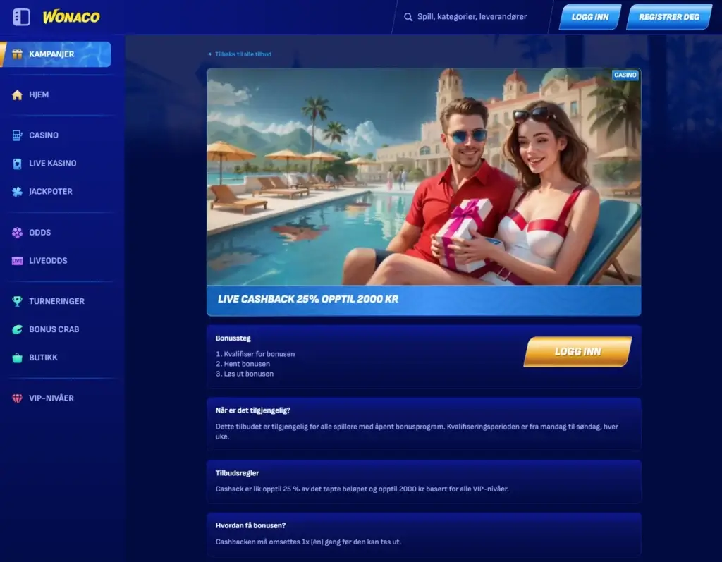 Wonaco ukentlig-cashback