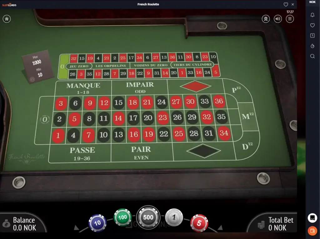 Fransk Roulette utviklet av Bgaming hos Talismania casino