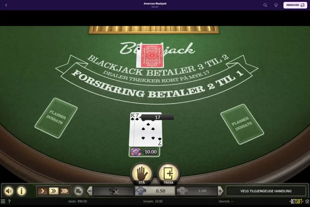 Amerikansk Blackjack sammenlignet med  Double Exposure Blackjack