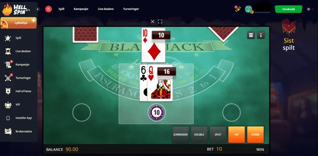 Europeisk Blackjack sammenlignet med  Double Exposure Blackjack